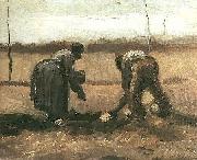 Vincent Van Gogh Peasant and Peasant Woman Planting Potatoes oil